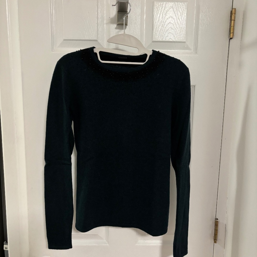 Tahari Dark Green Women's Lightweight Wool Slim Fit Sweater